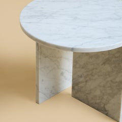 Carrara Marble Circular Side Table, Made in Italy