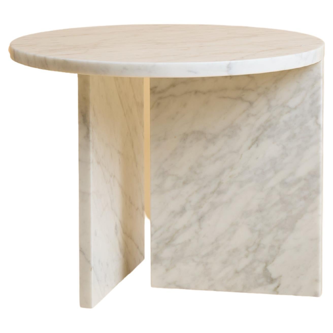 Carrara Marble Circular Side Table, Made in Italy For Sale
