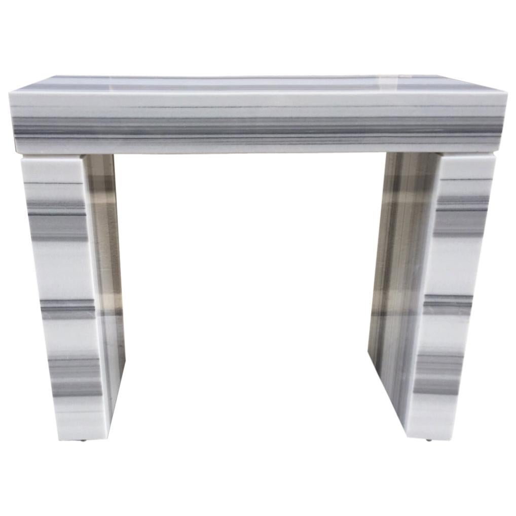 Carrara Marble Console or Fireplace Mantel