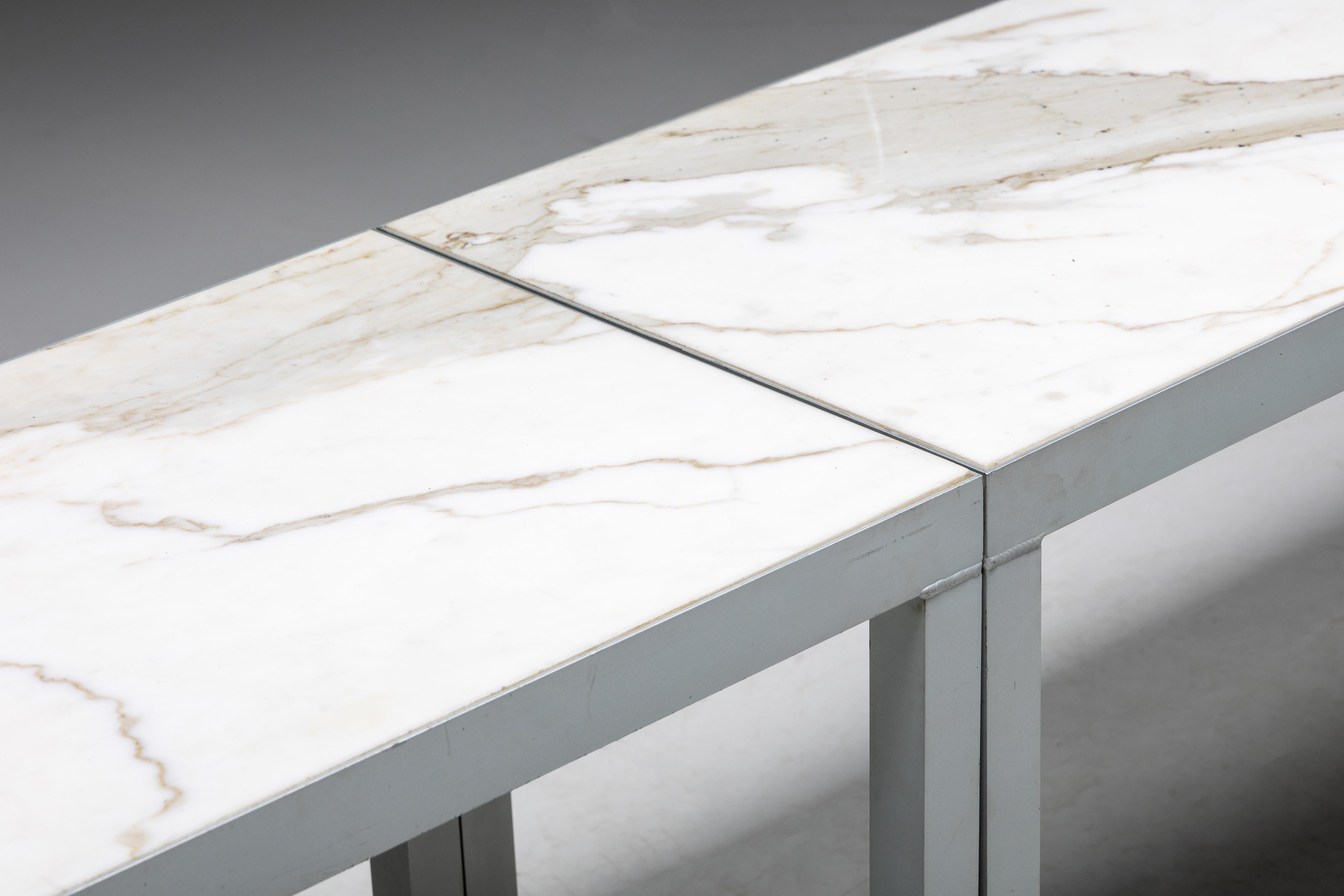 Metal Carrara Marble Console Table by Philippe Starck, France, 1990s For Sale