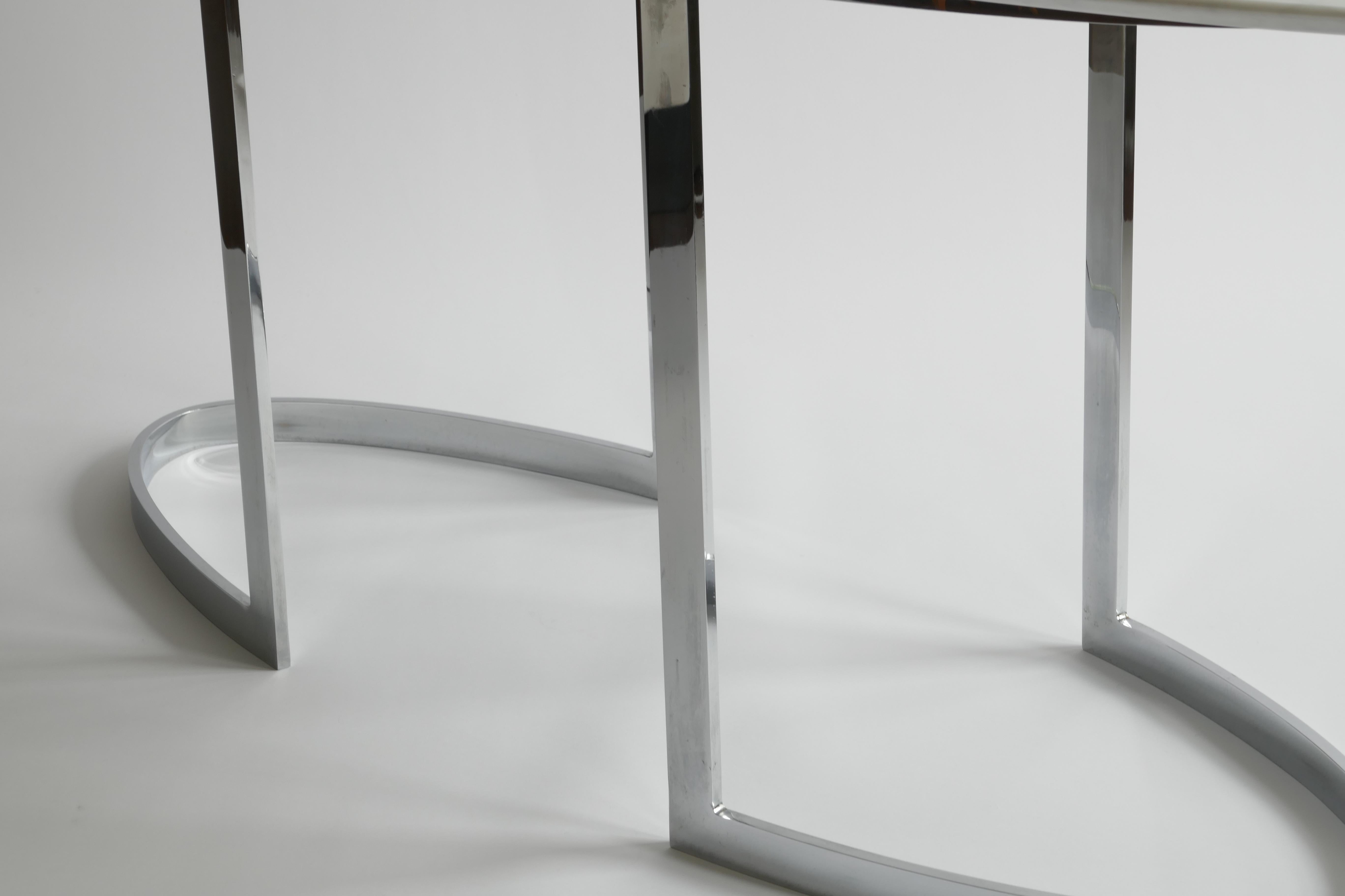 Carrara Marble Console Table with Chrome Legs by Vittorio Introini, Italy, 1970s For Sale 4