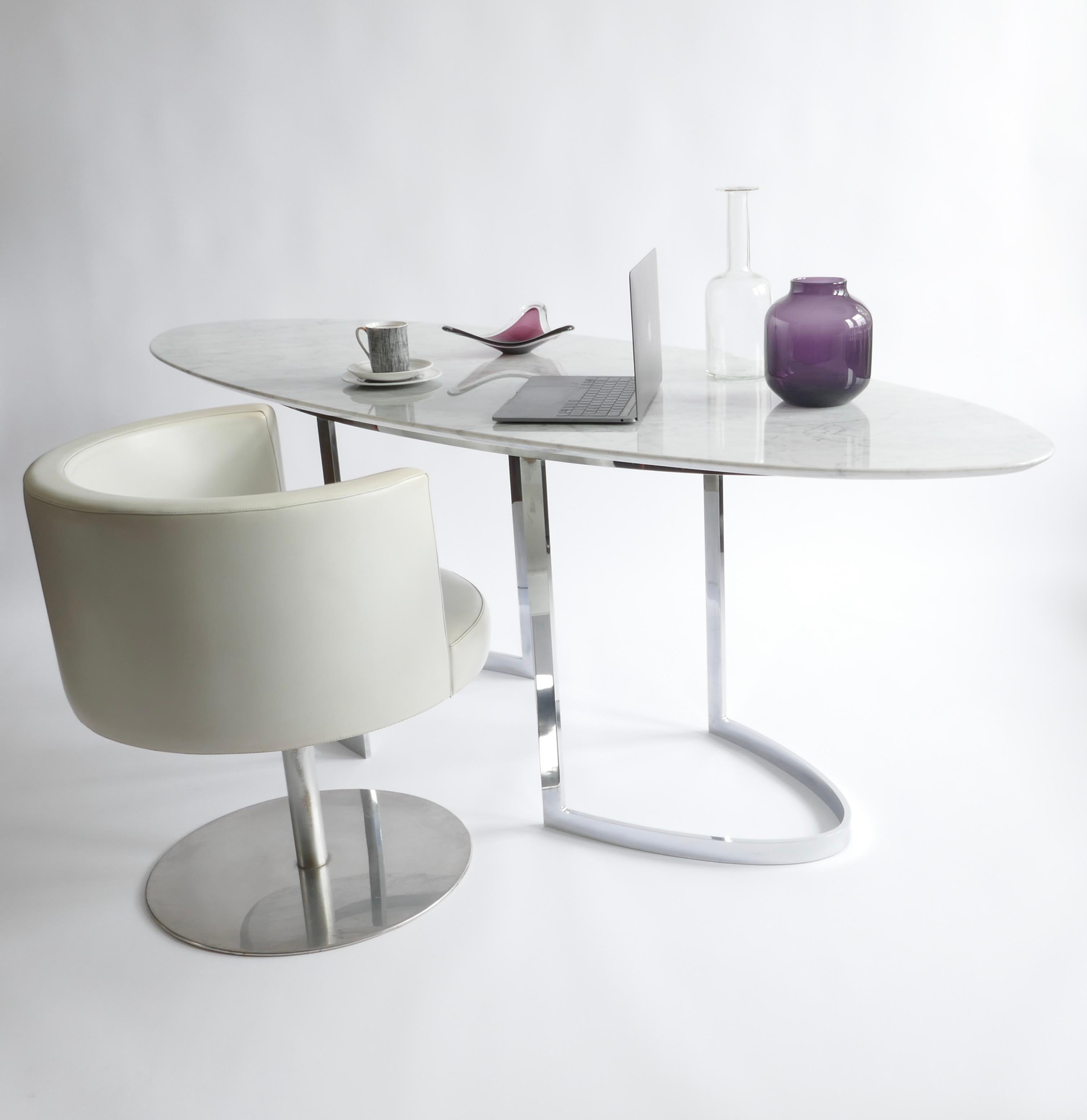 Carrara Marble Console Table with Chrome Legs by Vittorio Introini, Italy, 1970s For Sale 7