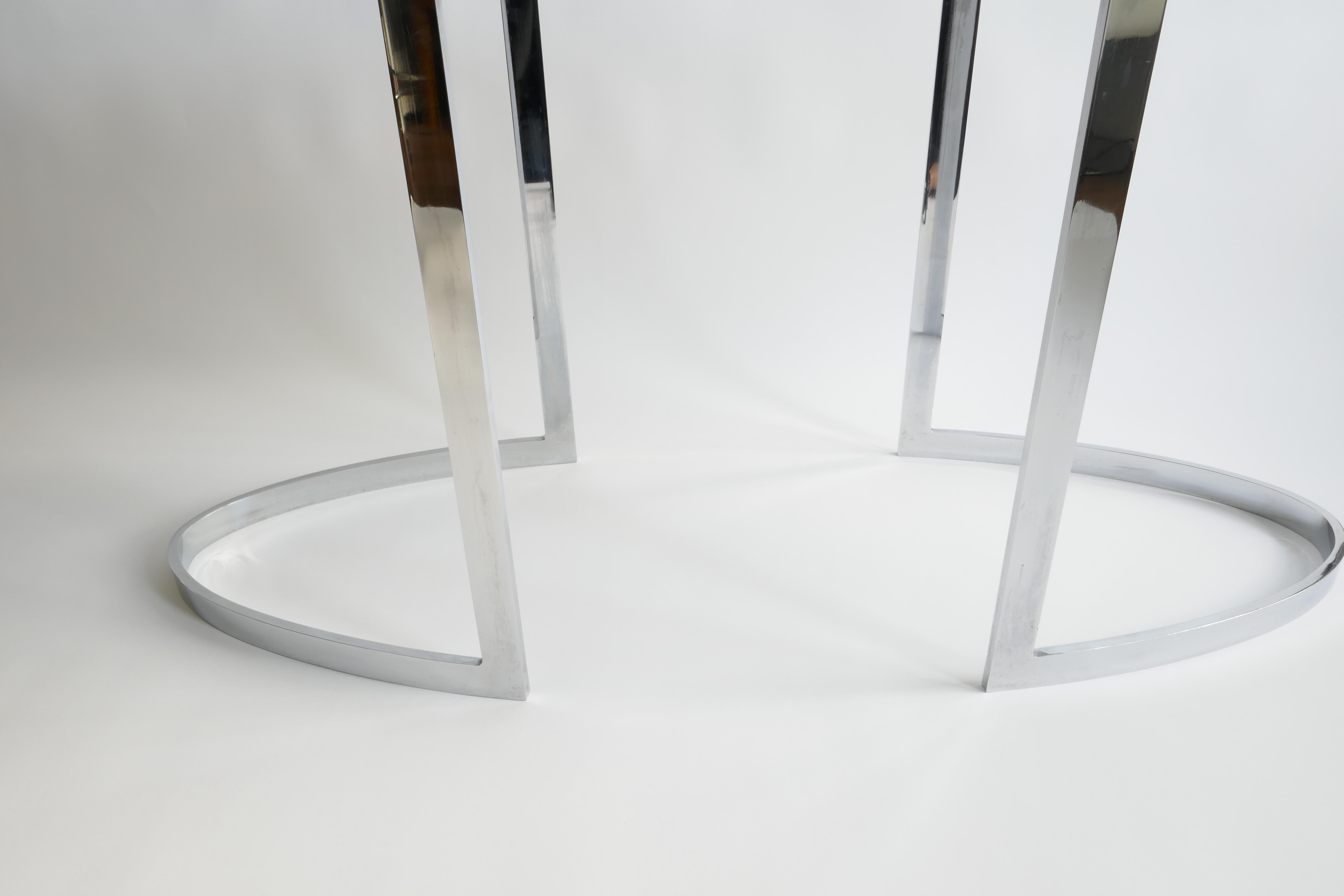 Italian Carrara Marble Console Table with Chrome Legs by Vittorio Introini, Italy, 1970s For Sale