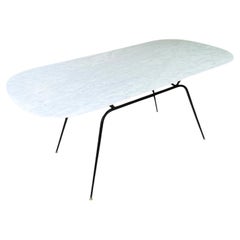 Table de salle à manger en marbre de Carrare, attribuée à Ico Parisi, Italie c 1950's