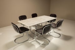 Carrara Marble Dining Table or Desk on Trestles, 1970s