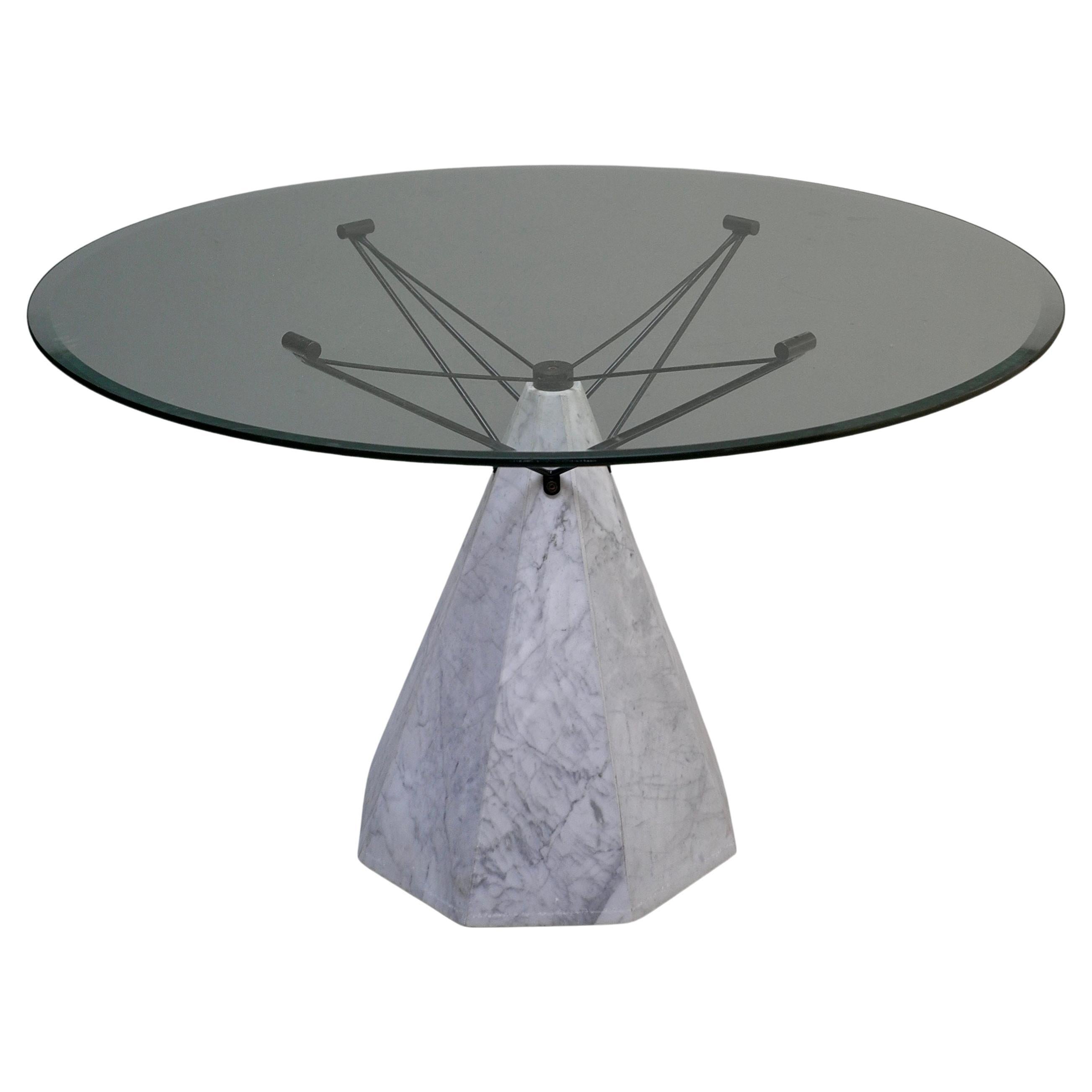 Carrara Marble Dining Table with Glass Top, Italy, 1970's For Sale