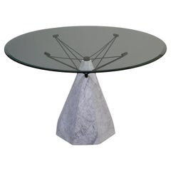 Vintage Carrara Marble Dining Table with Glass Top, Italy, 1970's