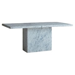 Carrara Marble Dining Table With Pedestal Base, Italy 1970s
