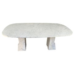 Retro Carrara Marble Dinning Table attributed to Carlo Scarpa, 1970s