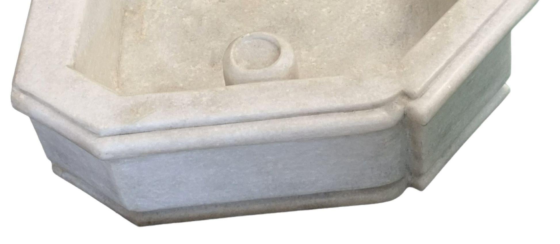 Contemporary Carrara Marble Double Kitchen Sink Basin For Sale
