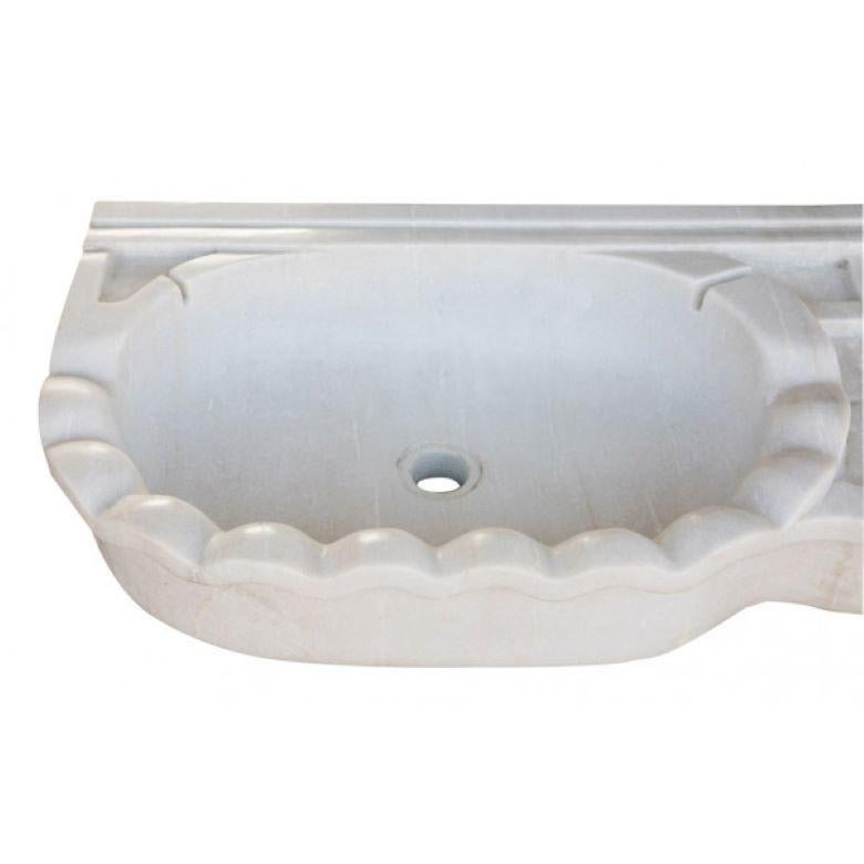 Italian Carrara Marble Double Sink Basin For Sale