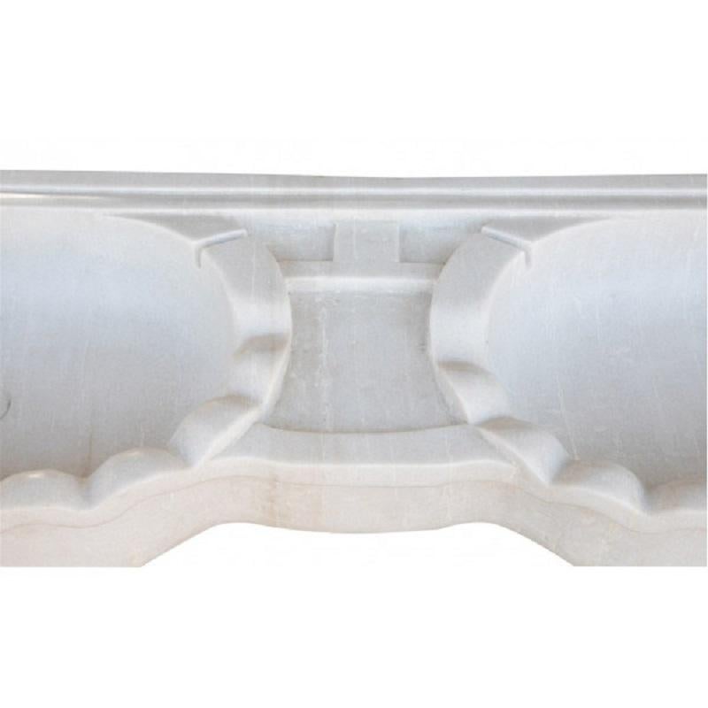 Carved Carrara Marble Double Sink Basin For Sale