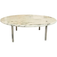 Carrara Marble en Chrome Ronde Coffee Table, Erwine & Estelle Laverne, 1954