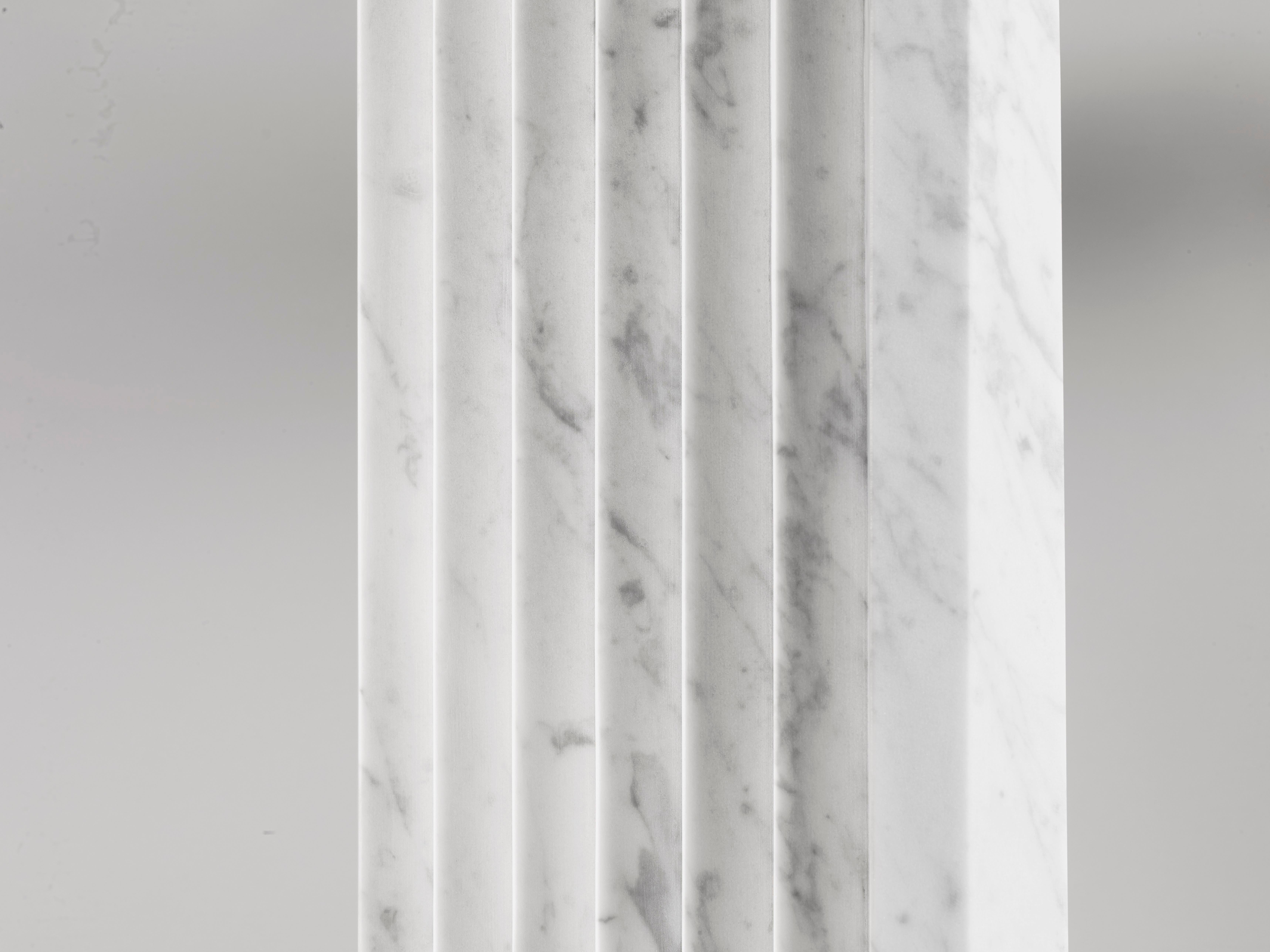 Italian Carrara Marble Evoluzione Sculptural Console by Atelier Terrai For Sale