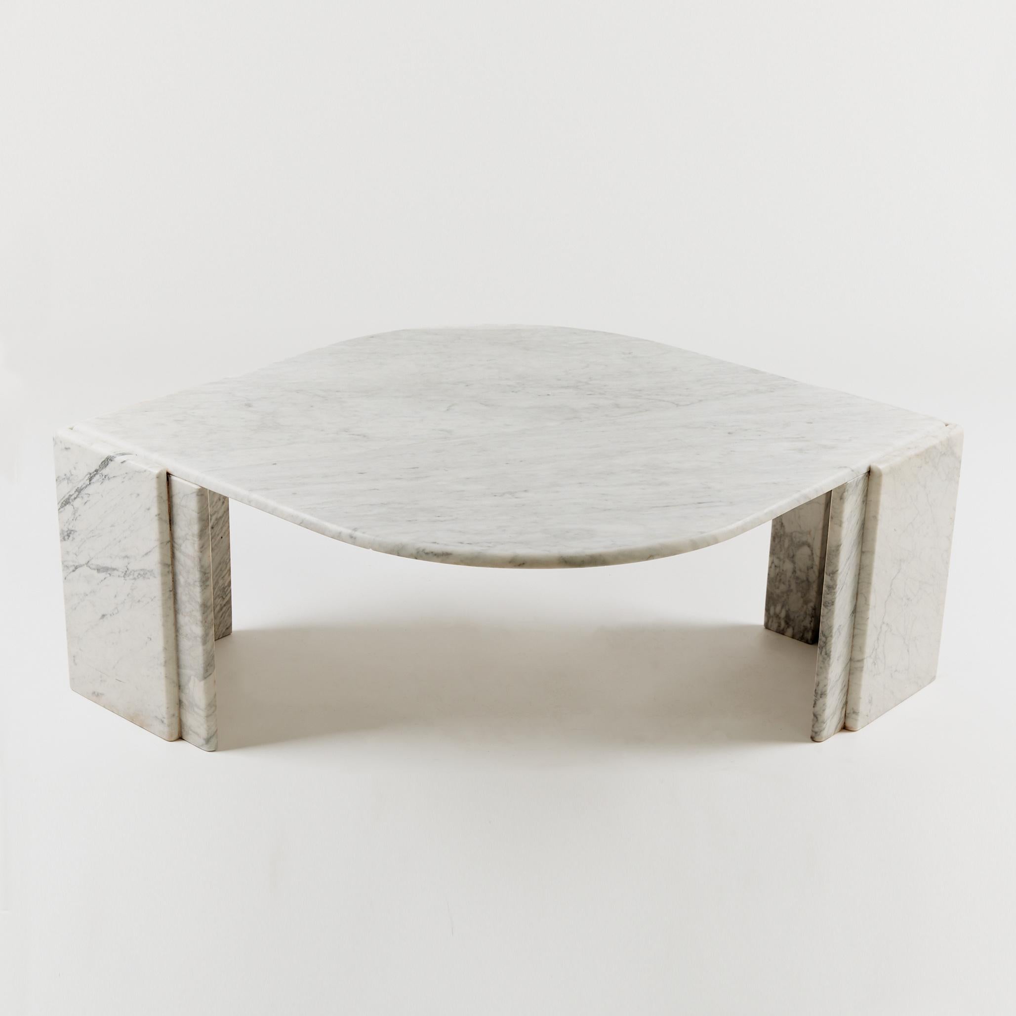 Post-Modern Carrara Marble Eye Shape Coffee Table