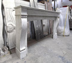 19th Century Antique Carrara Marble Fireplace
