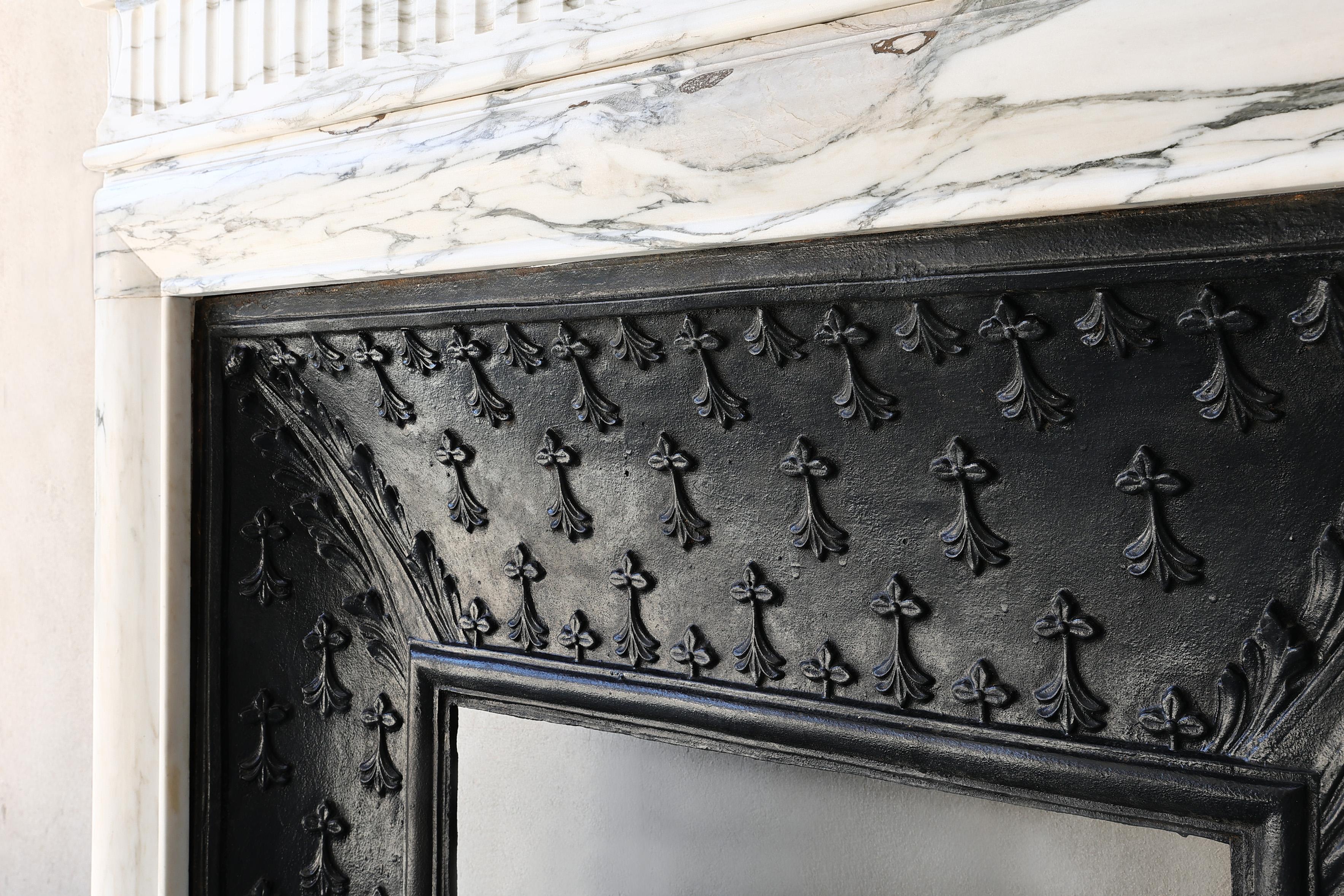 Carrara marble fireplace from the 19th century in style of Louis XIV 1
