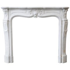 Carrara Marble Fireplace in Style of Louis XV from the 19th Century