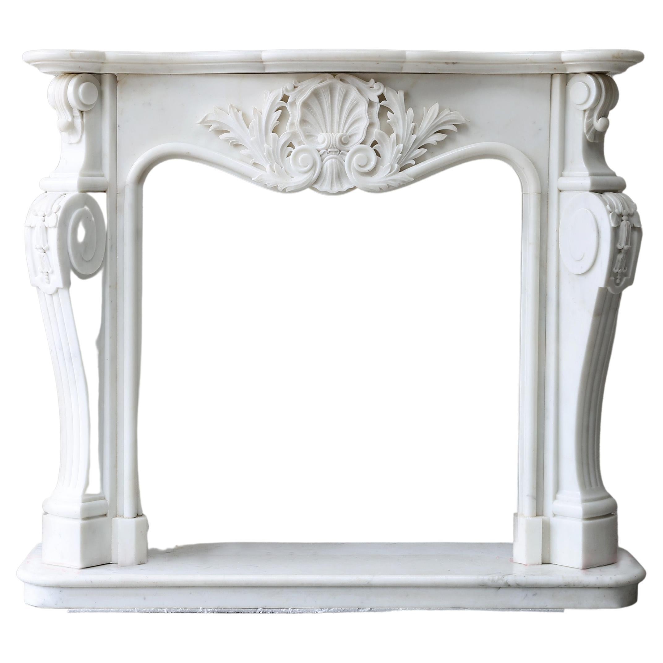 Carrara Marble Fireplace in the Style of Louis XV from the 20th Century
