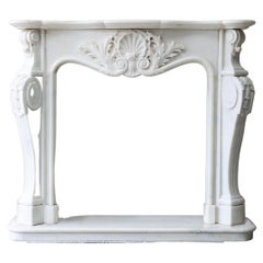Carrara Marble Fireplace in the Style of Louis XV from the 20th Century