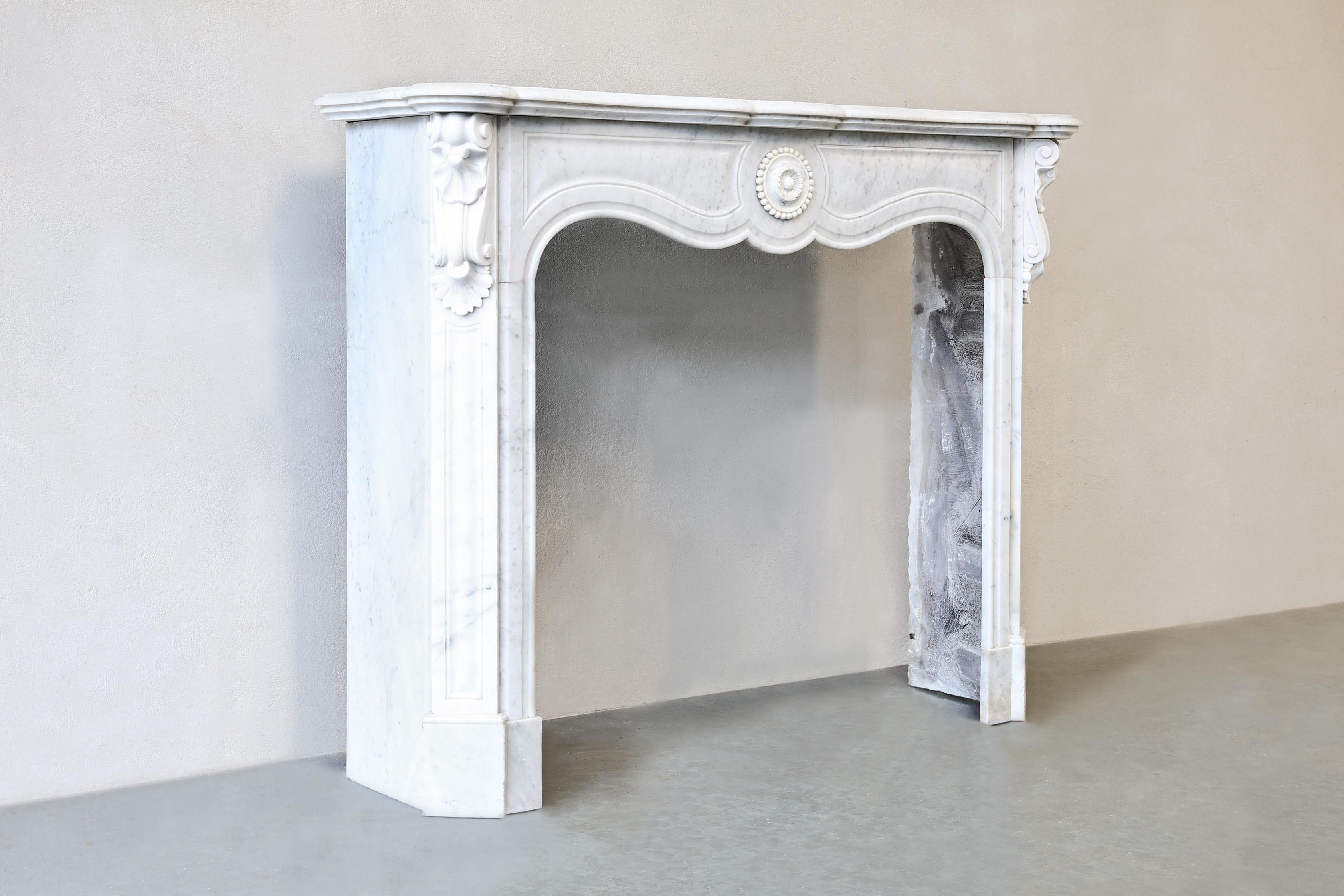 Other Marble Fireplace Surround  Carrara Marble  Pompadour  19th Century