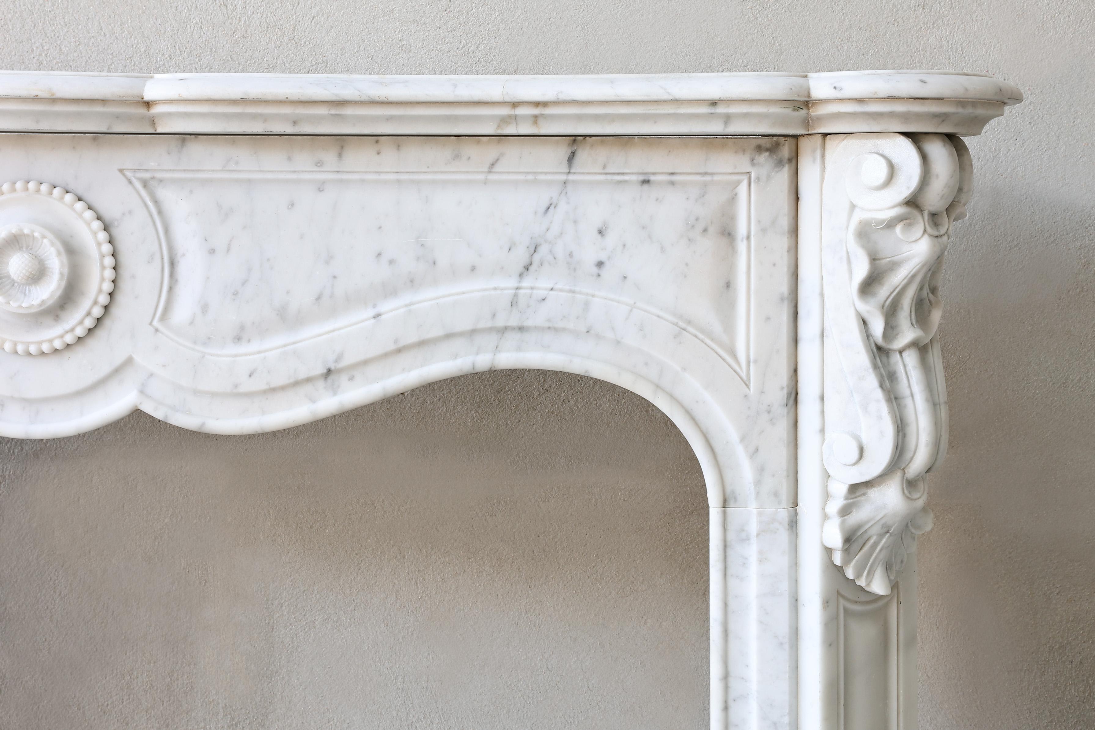 Antique Marble Fireplace Surround  Carrara Marble  Pompadour  19th Century 2