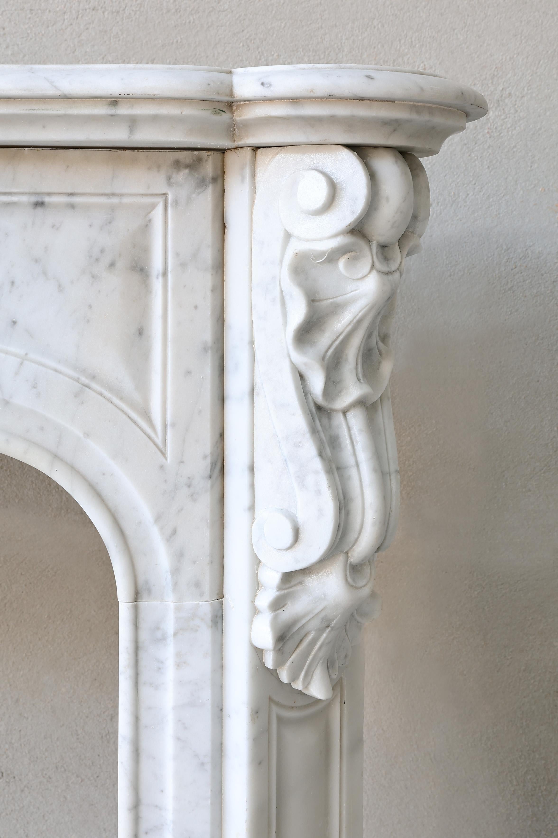 Antique Marble Fireplace Surround  Carrara Marble  Pompadour  19th Century 3