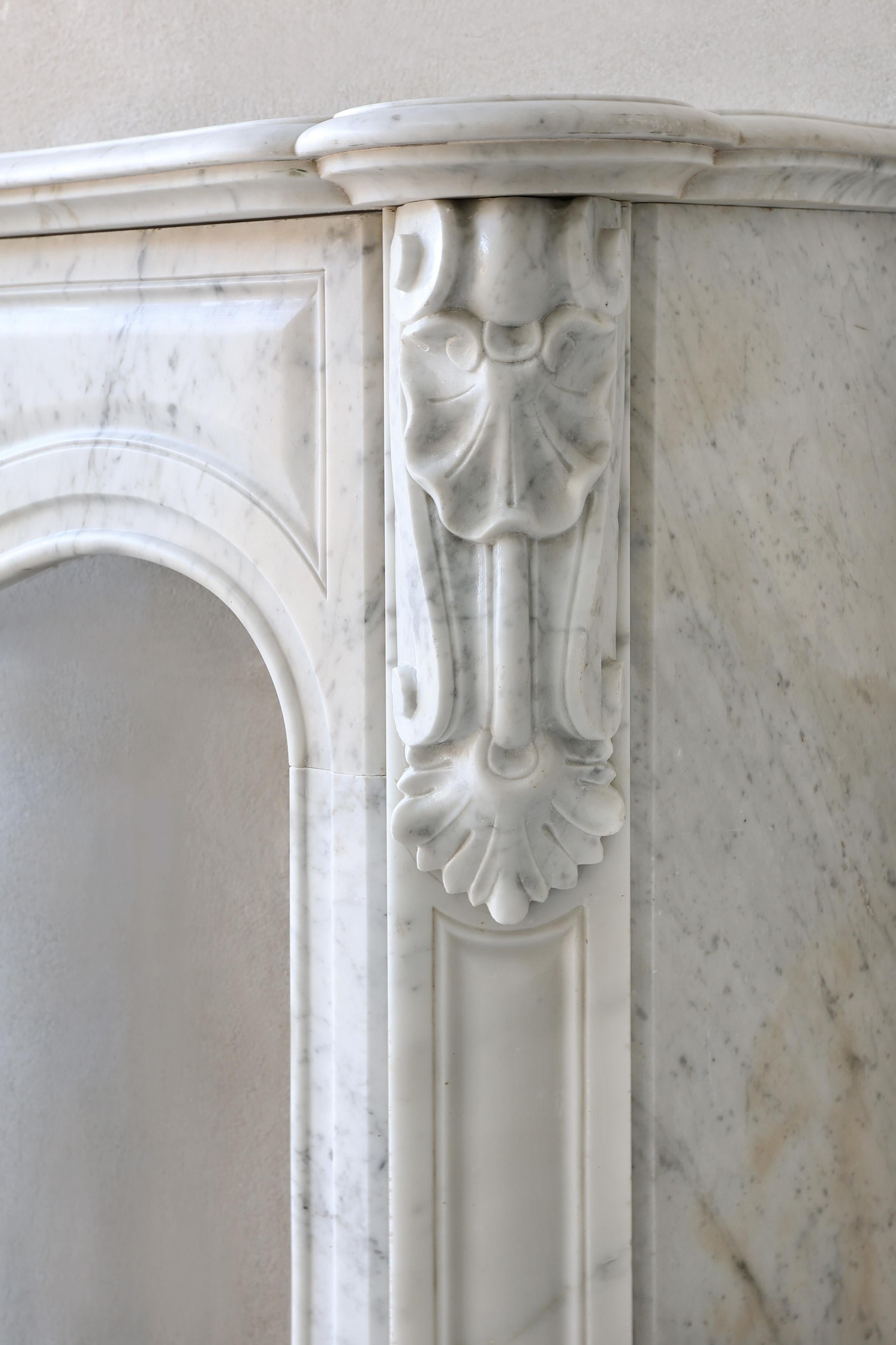 Antique Marble Fireplace Surround  Carrara Marble  Pompadour  19th Century 4