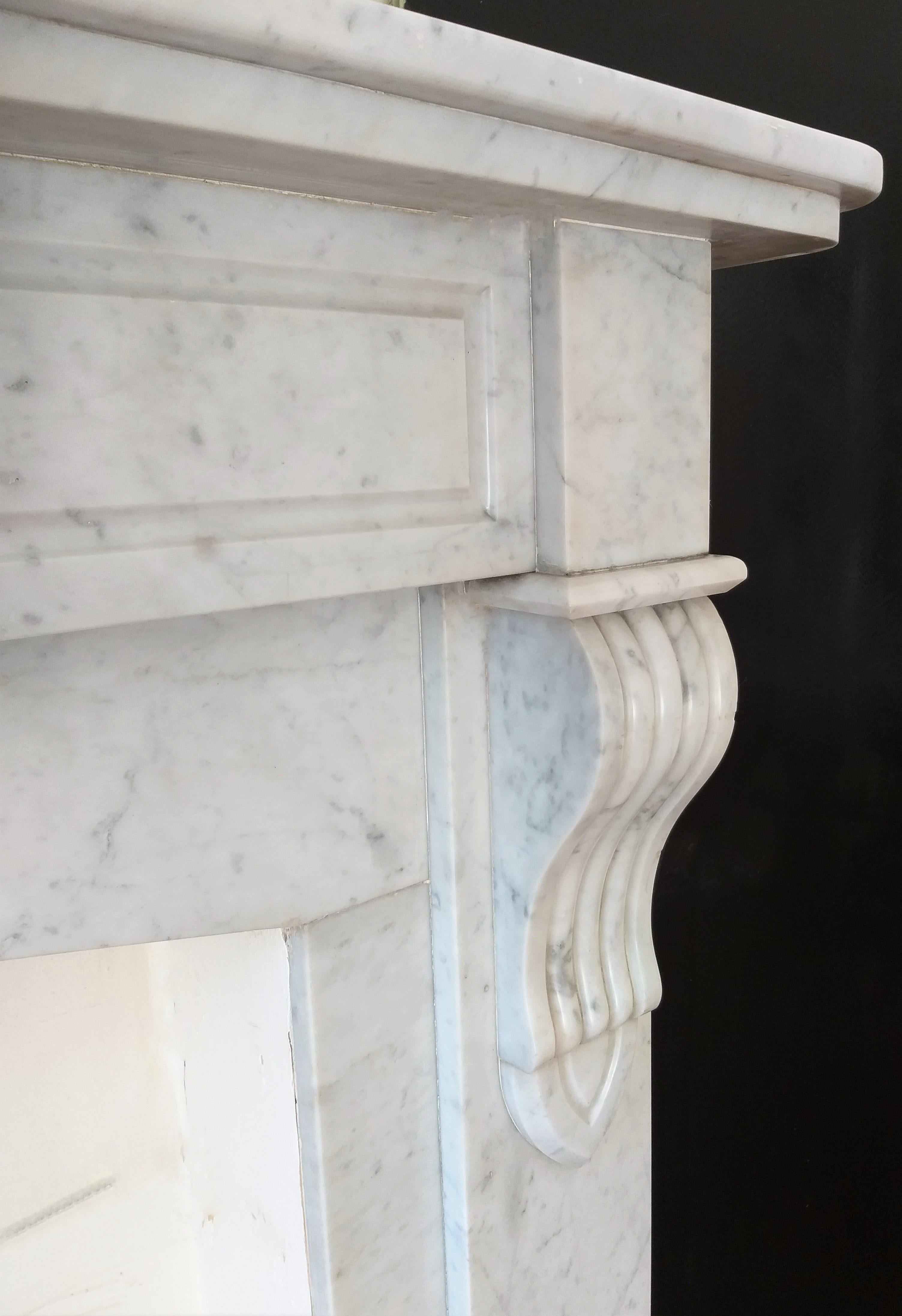 Carrara Marble Fireplace, Late 19th Century For Sale 1