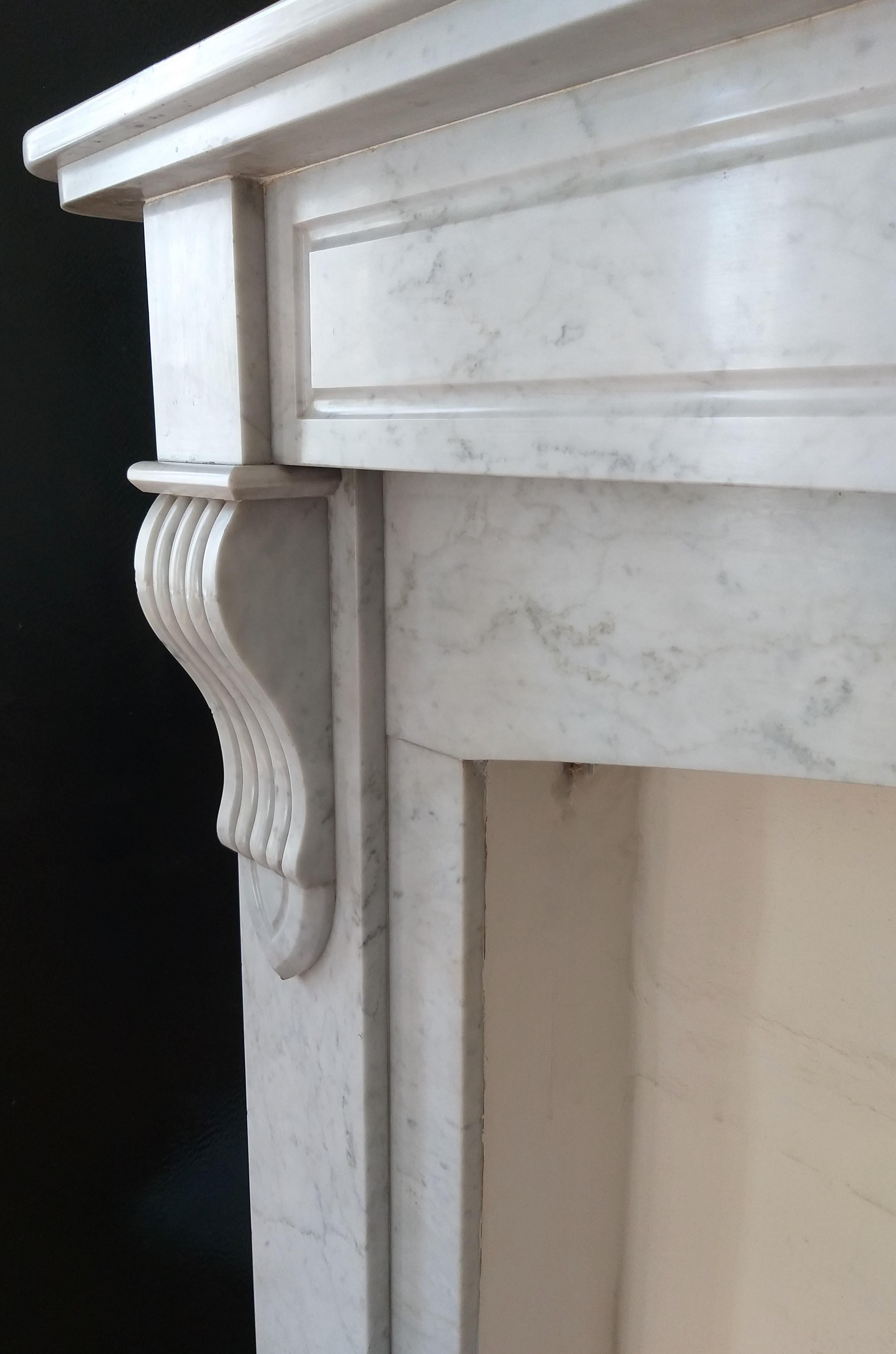 Carrara Marble Fireplace, Late 19th Century For Sale 2