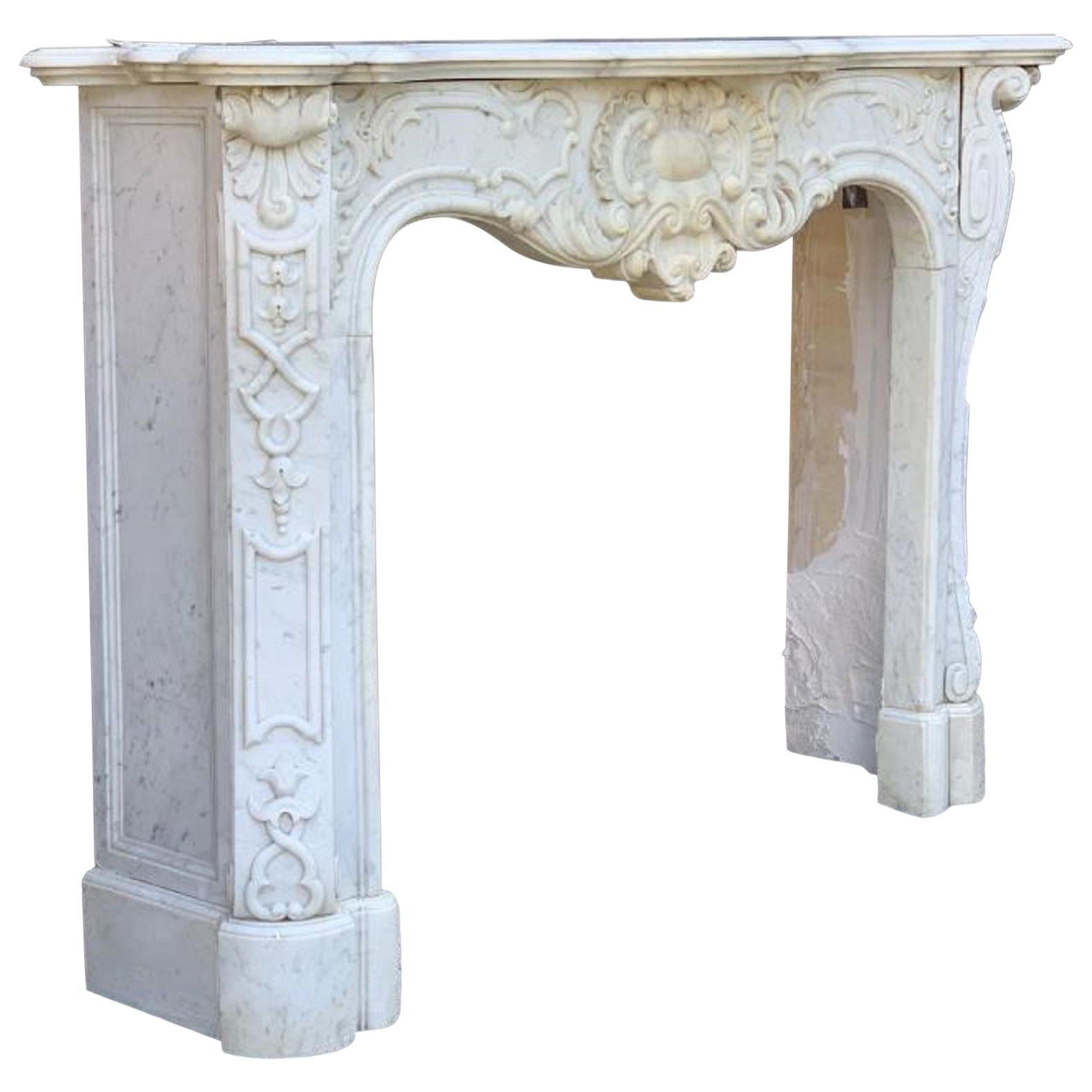Carrara Marble Fireplace, Late 19th Century