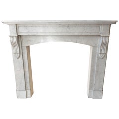 Antique Carrara Marble Fireplace, Late 19th Century