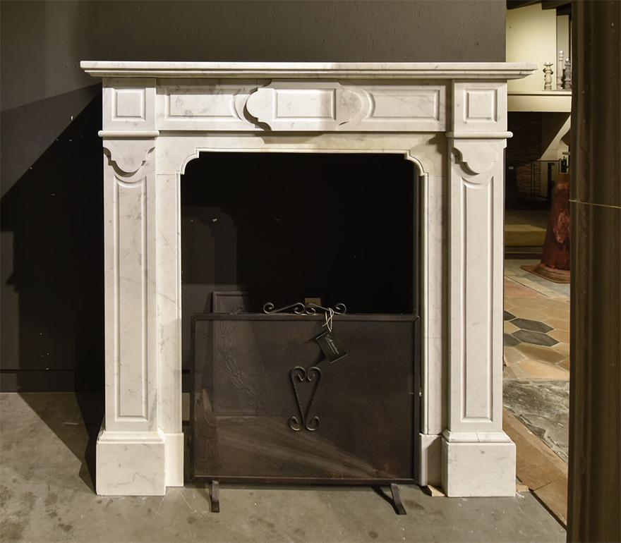 Belgian Carrara marble fireplace mantel 19th Century For Sale