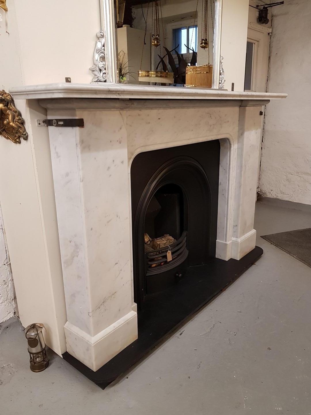 Victorian Carrara Marble Fireplace Mantel For Sale