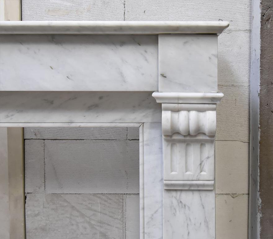 Late 19th Century Carrara marble firplace mantel 19th Century For Sale