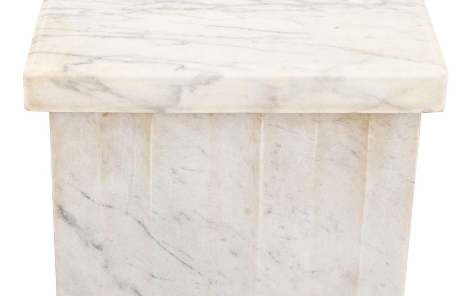 Neoclassical Carrara Marble Fluted Column Pedestal For Sale