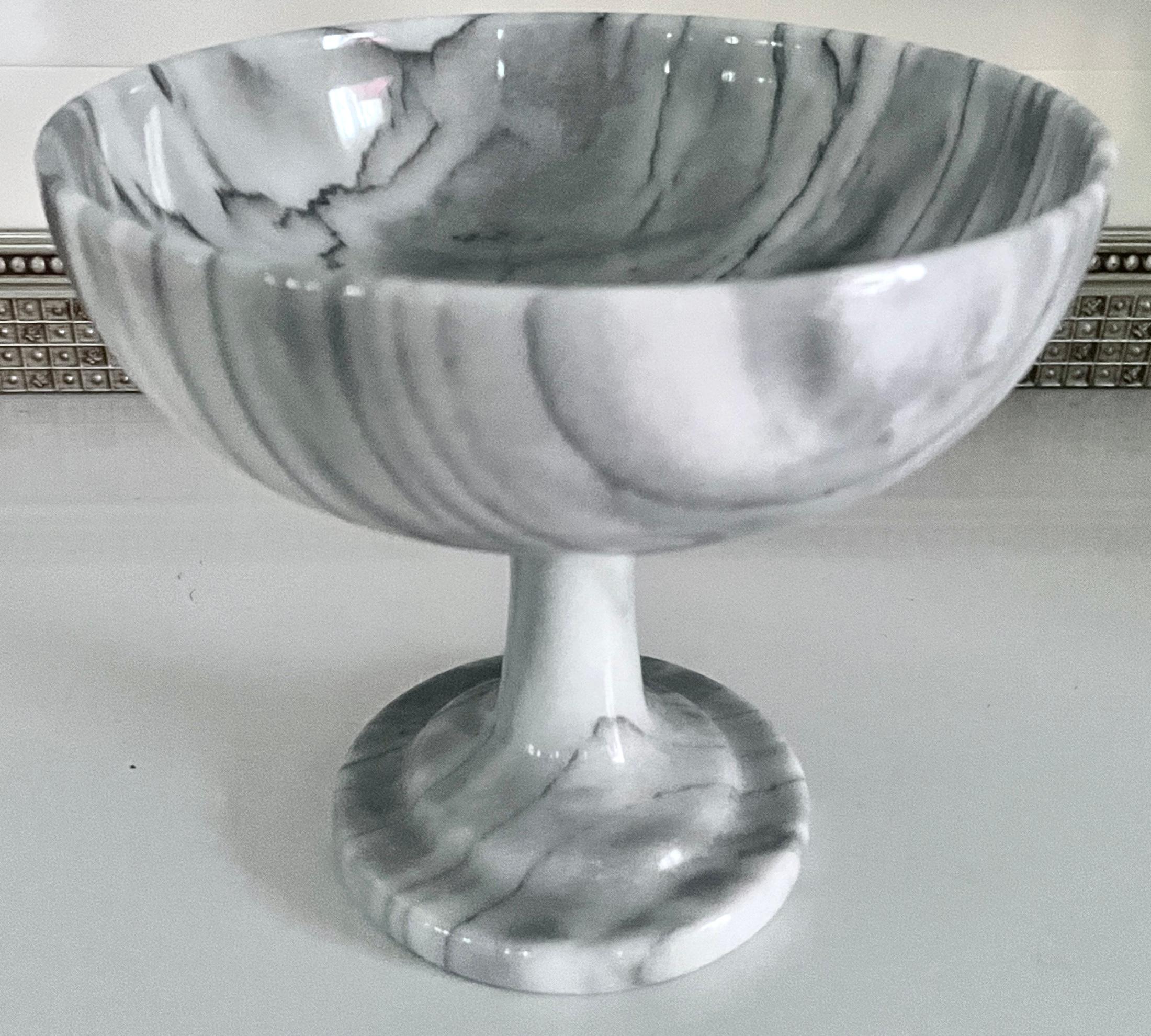 Italian Carrara Marble Footed Open Bowl or Centerpiece For Sale