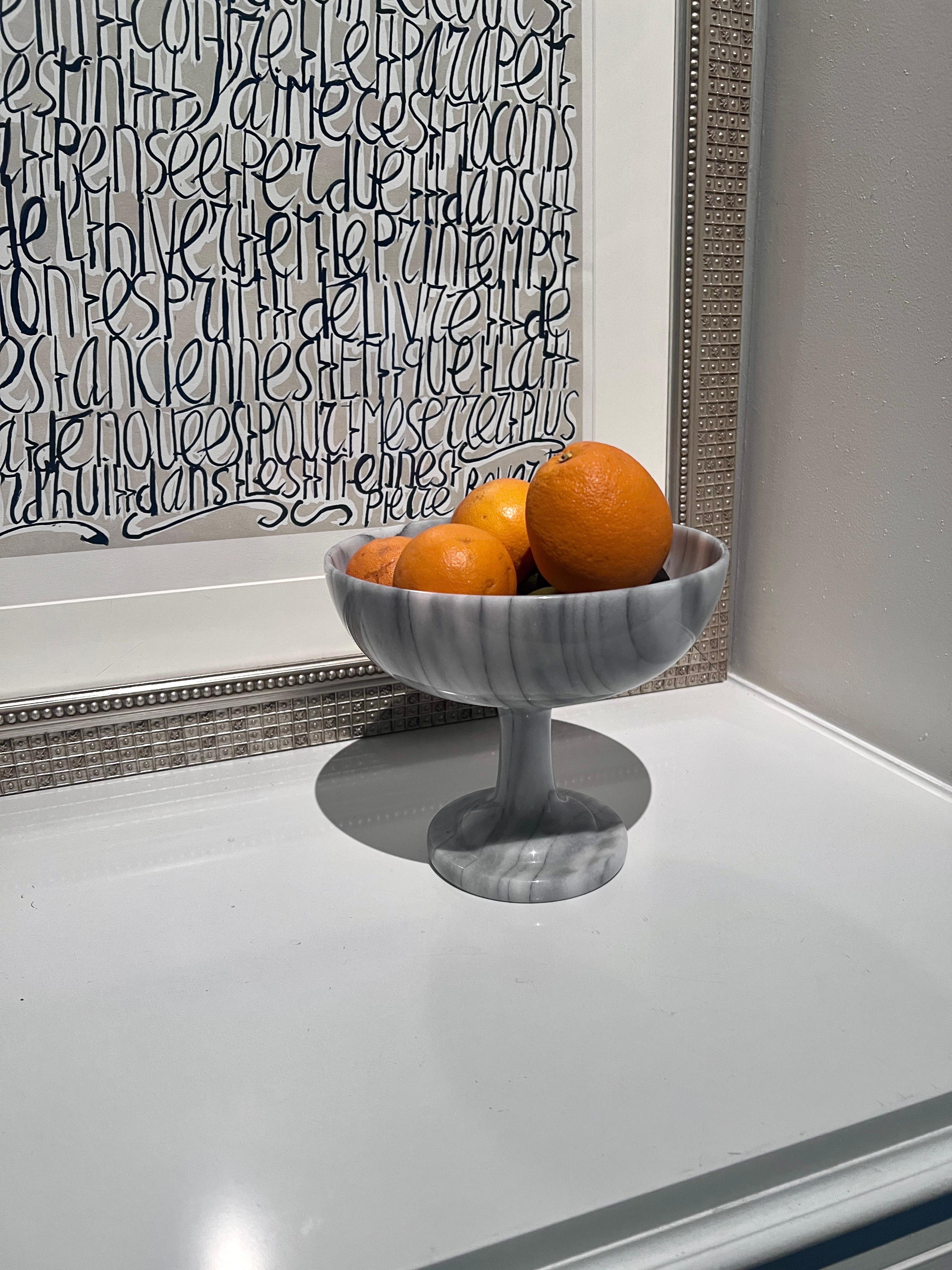 Carrara Marble Footed Open Bowl or Centerpiece In Good Condition For Sale In Los Angeles, CA