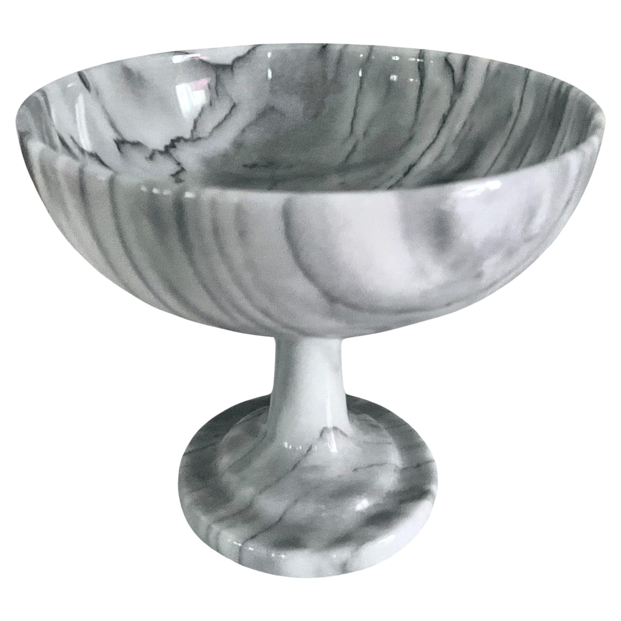Carrara Marble Footed Open Bowl or Centerpiece For Sale