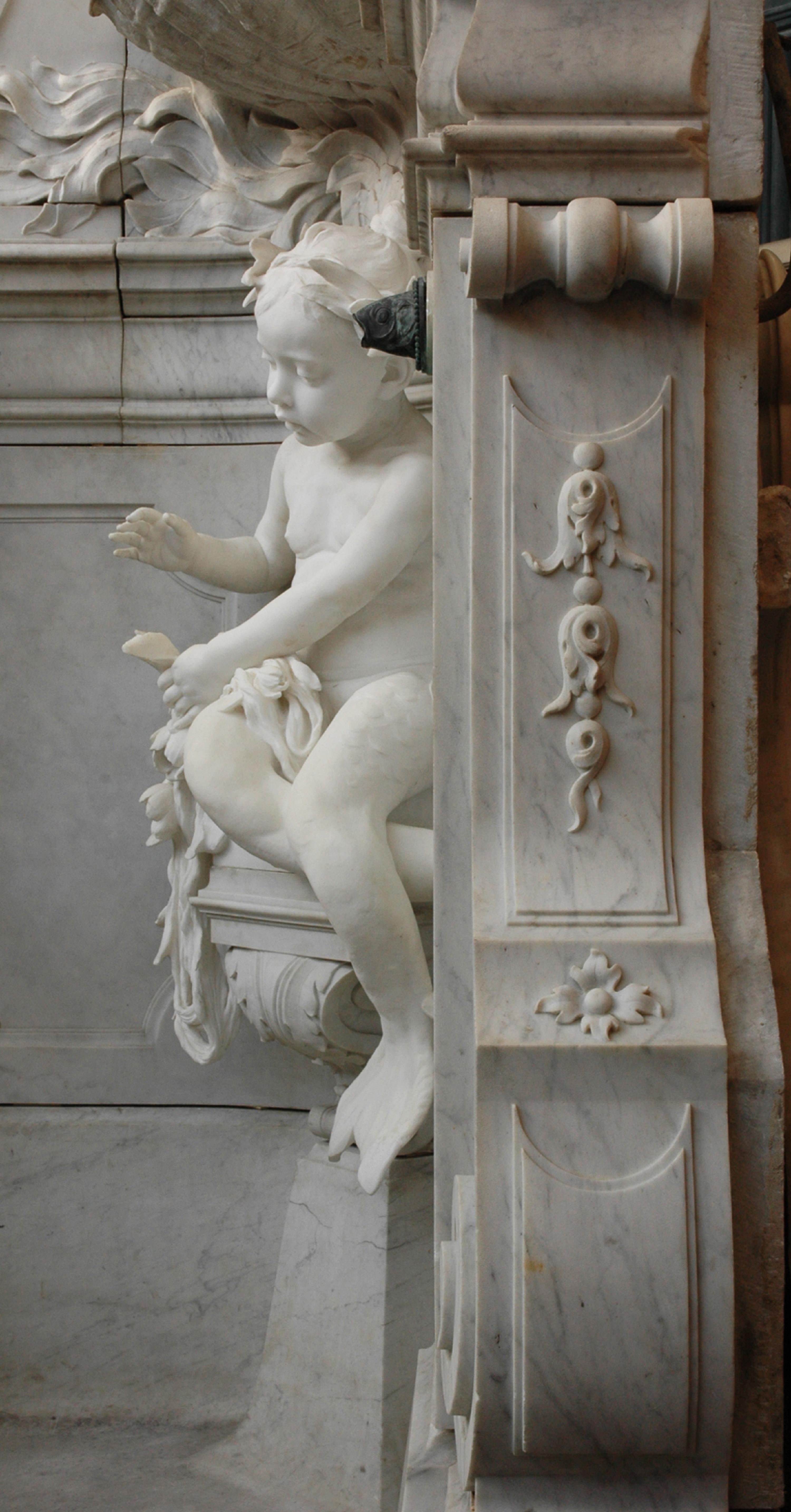 Fontaine en marbre de Carrare, 19e siècle Bon état - En vente à SAINT-OUEN-SUR-SEINE, FR