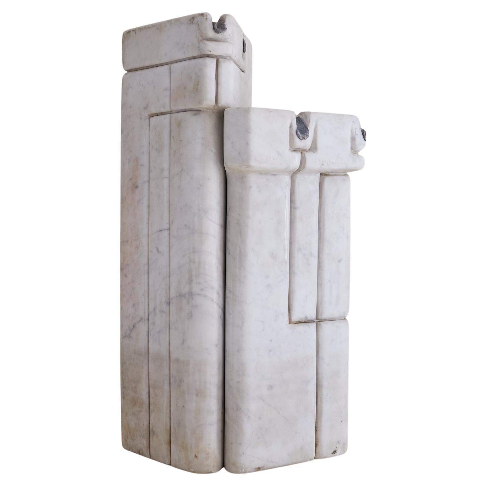 Carrara Marble Fountain or Sculpture in the Manner of Paul Brandenburg