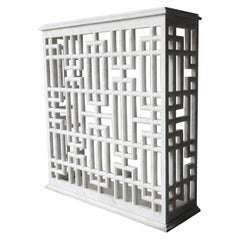Carrara Marble Fretwork Entry Console Table