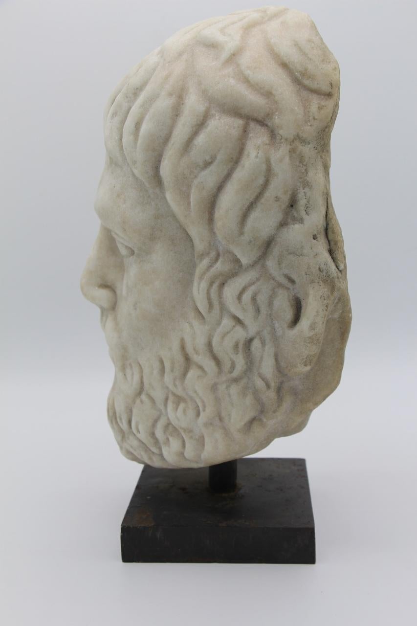 Classical Roman Carrara Marble Head In Antique Style For Sale