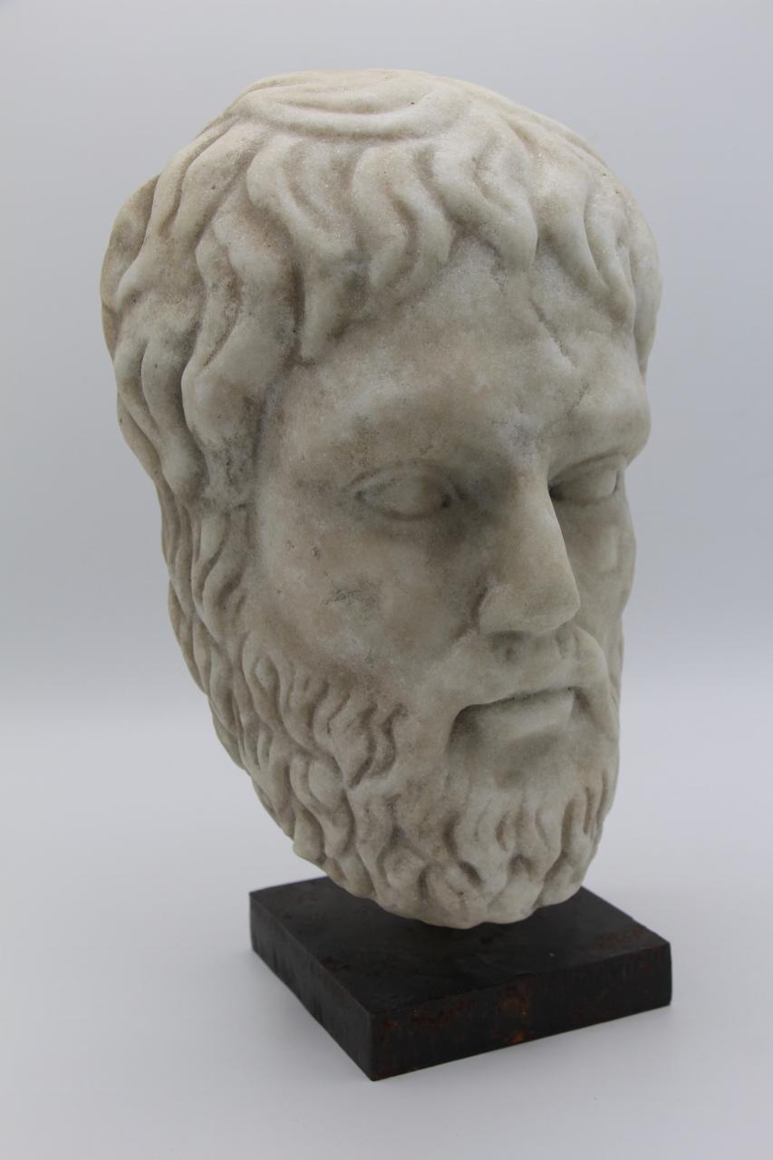 18th Century Carrara Marble Head In Antique Style For Sale