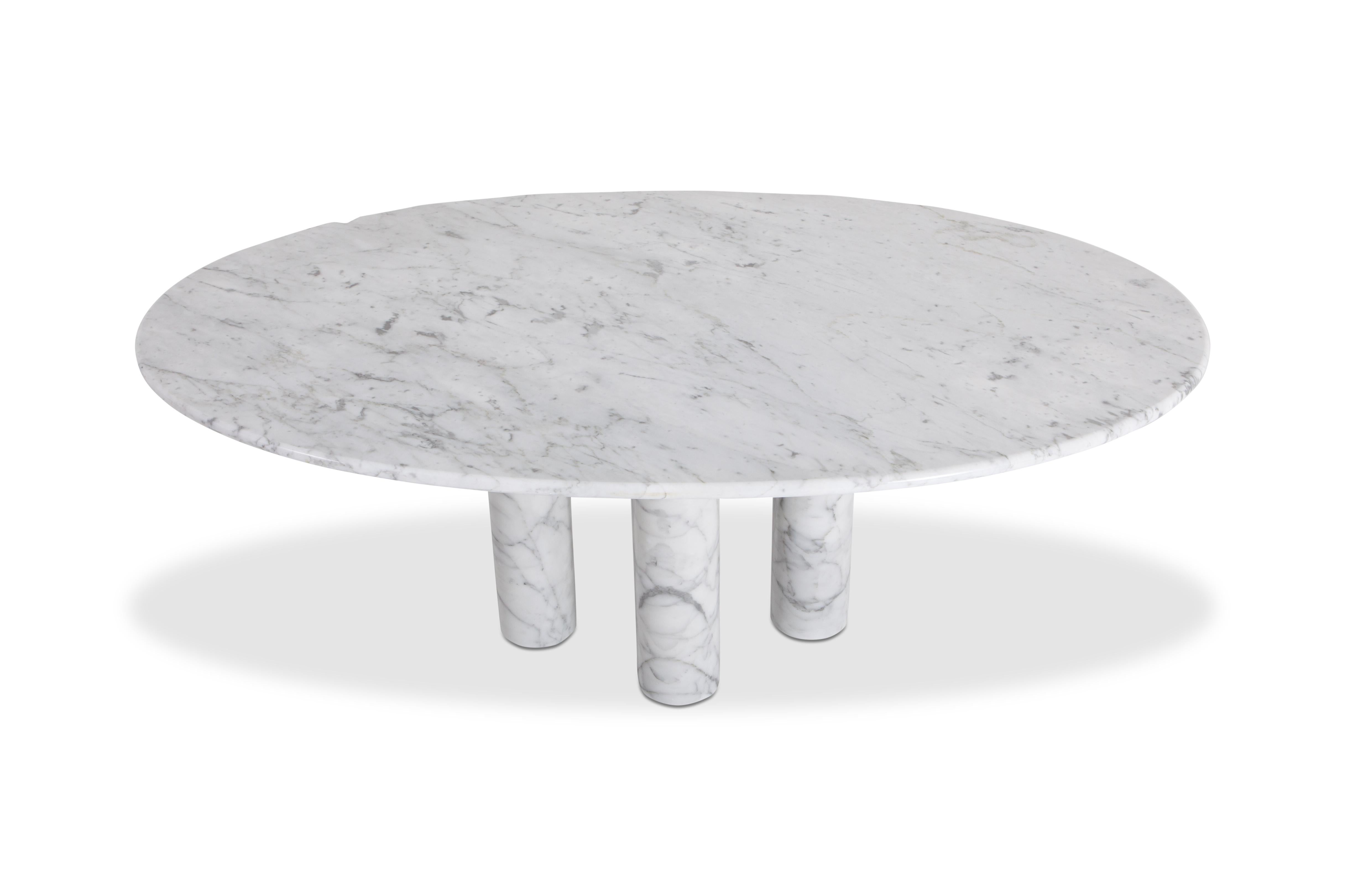 Carrara Marble Mario Bellini's 'Il Colonnata' oval table in white marble