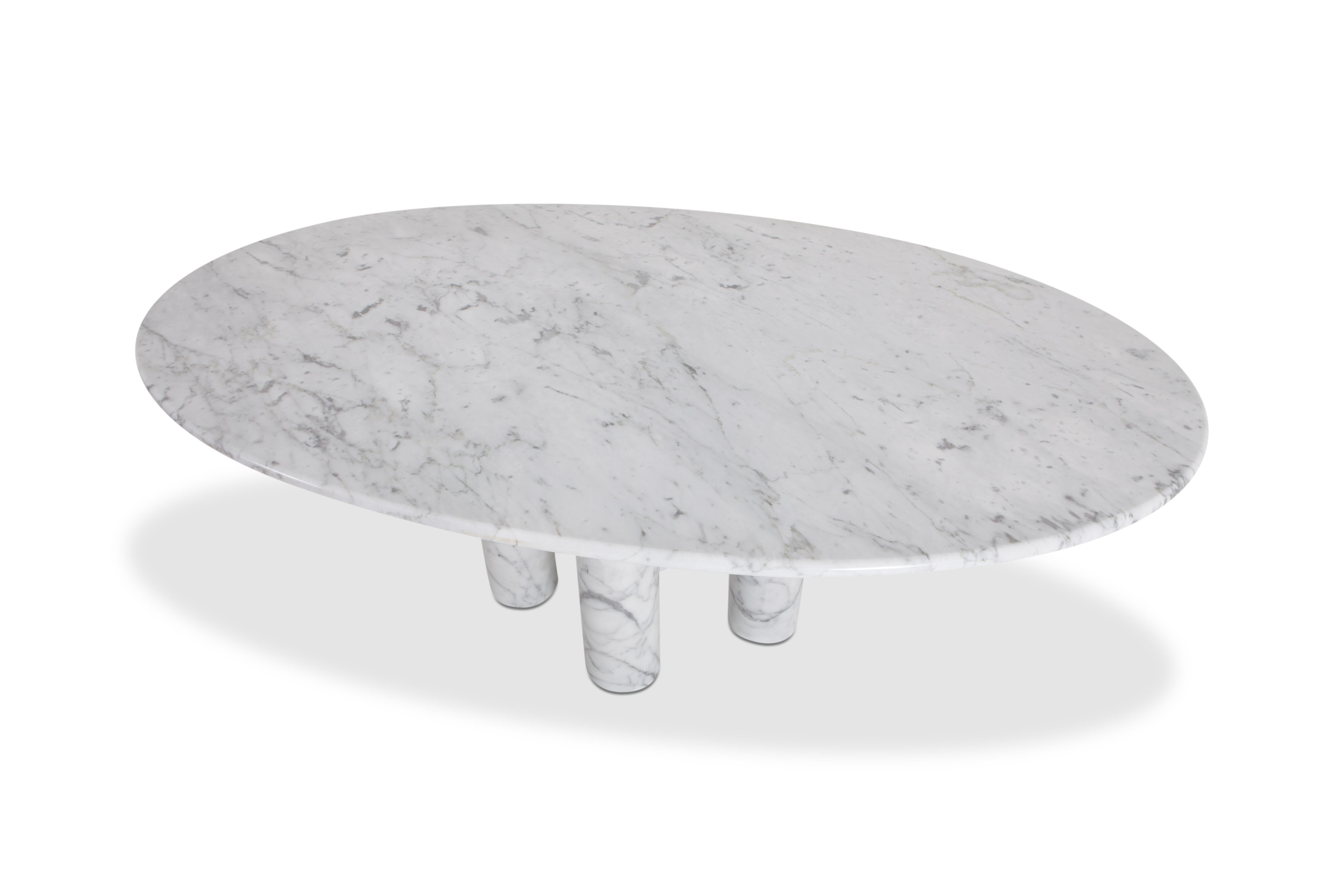 Mario Bellini's 'Il Colonnata' oval table in white marble 1
