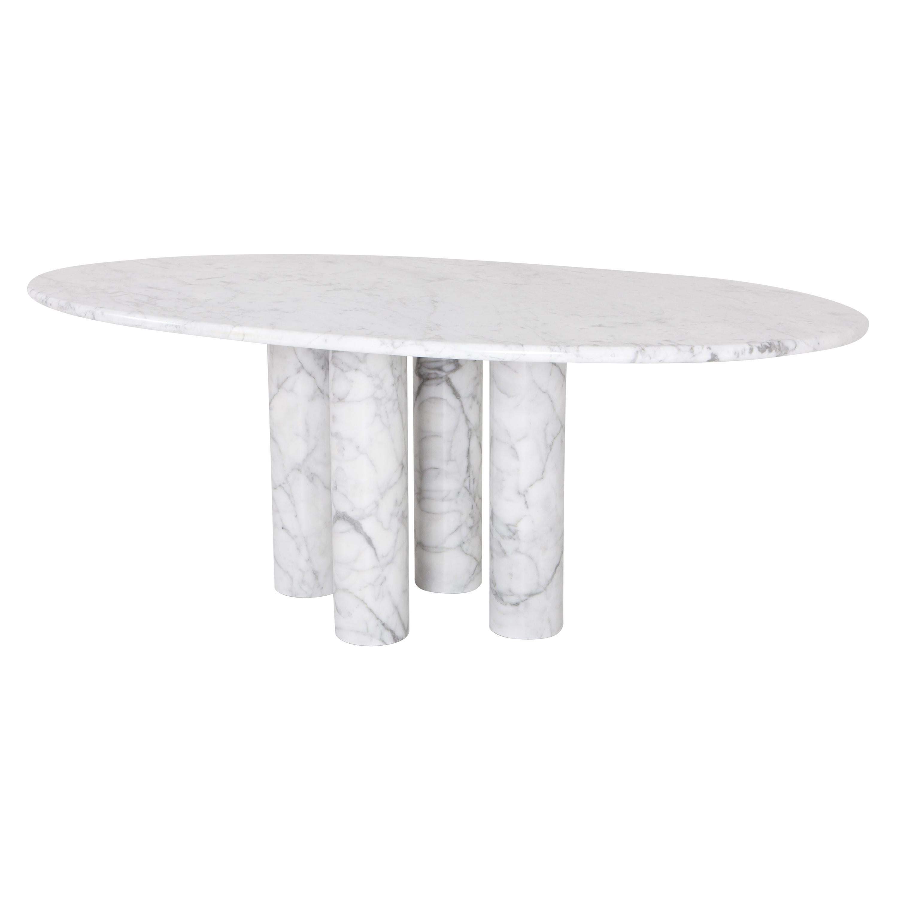 Mario Bellini's 'Il Colonnata' oval table in white marble