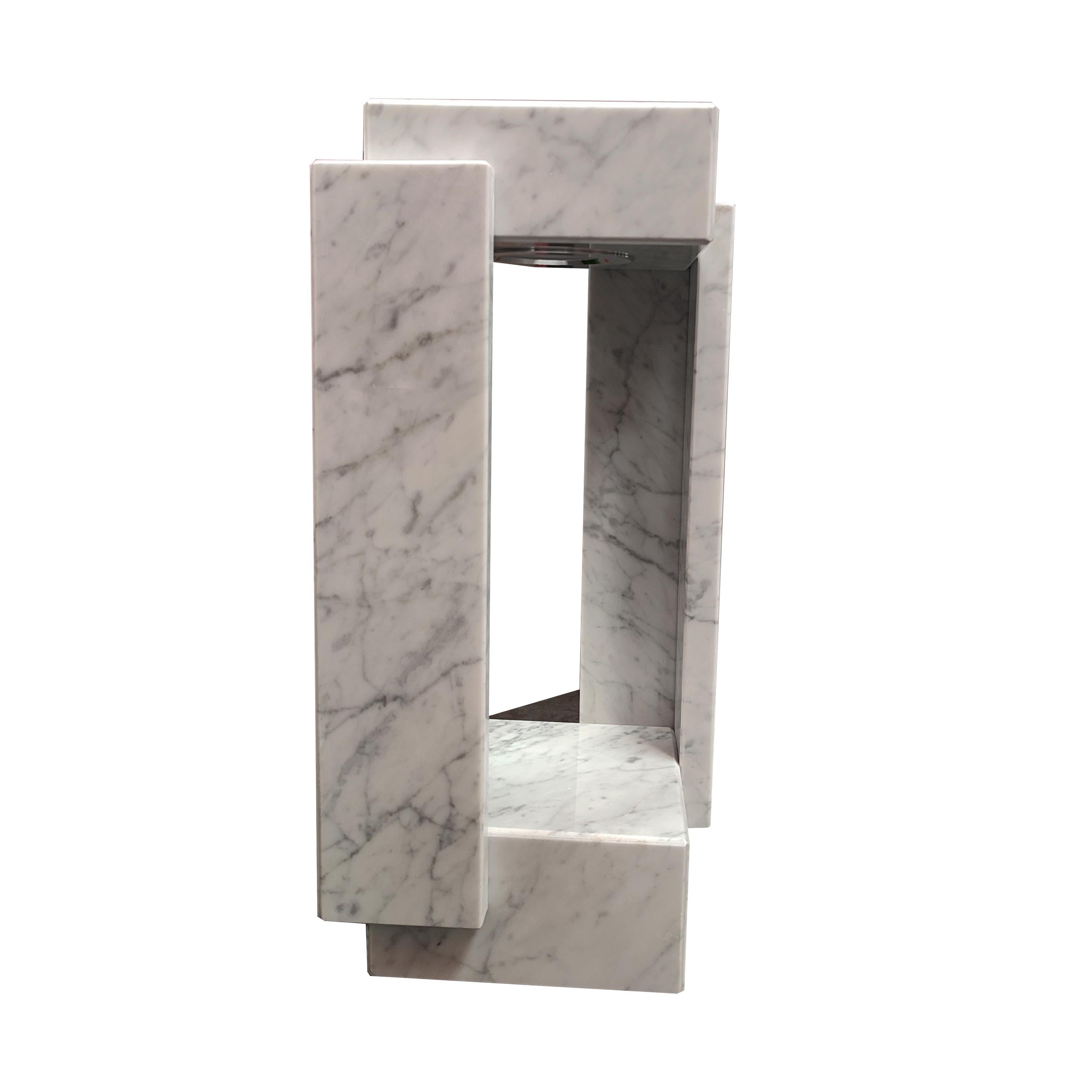 Modern Carrara Marble Lamp Luxury Italian Marble Crafted in Spain Collectible Design For Sale