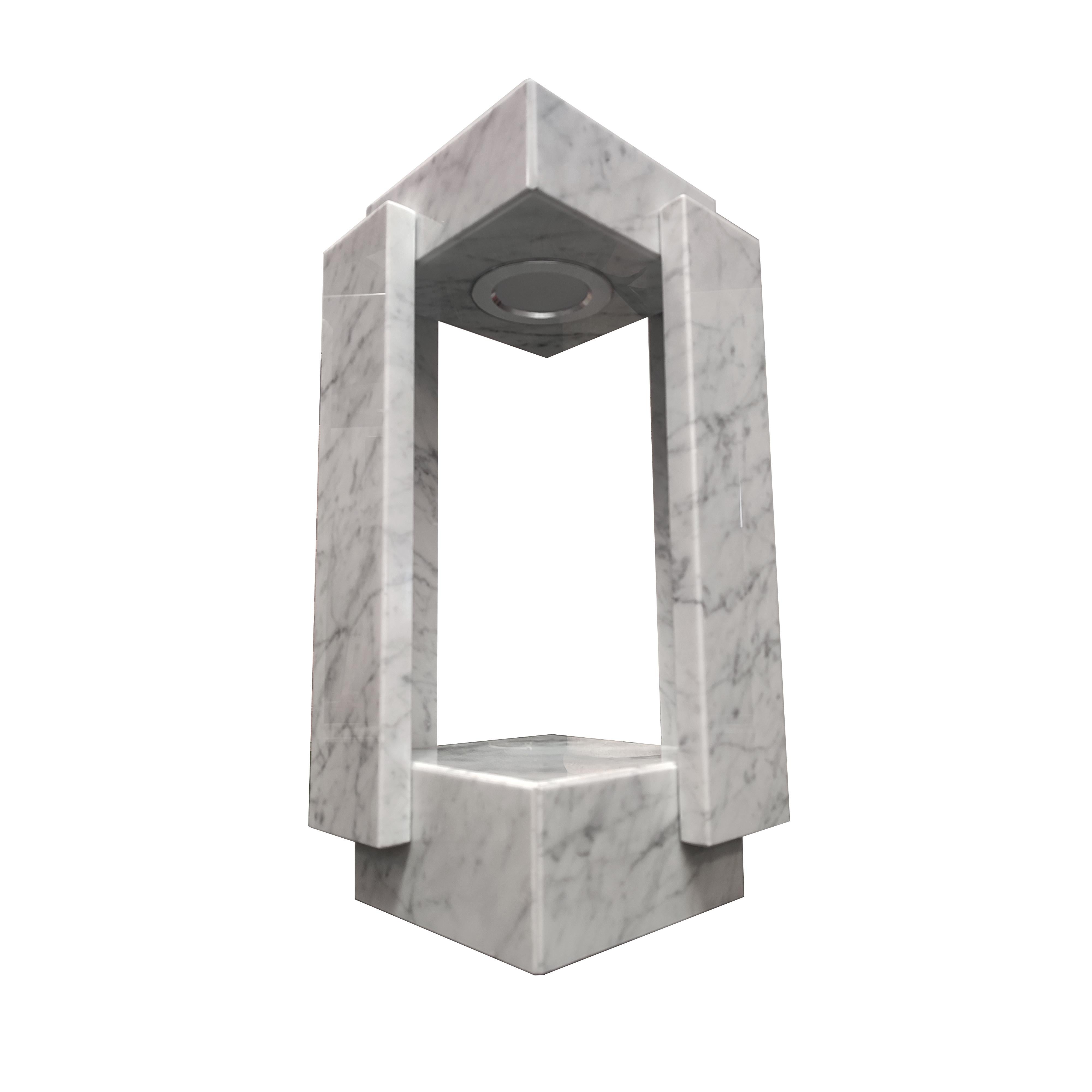 Spanish Carrara Marble Lamp Luxury Italian Marble Crafted in Spain Collectible Design For Sale