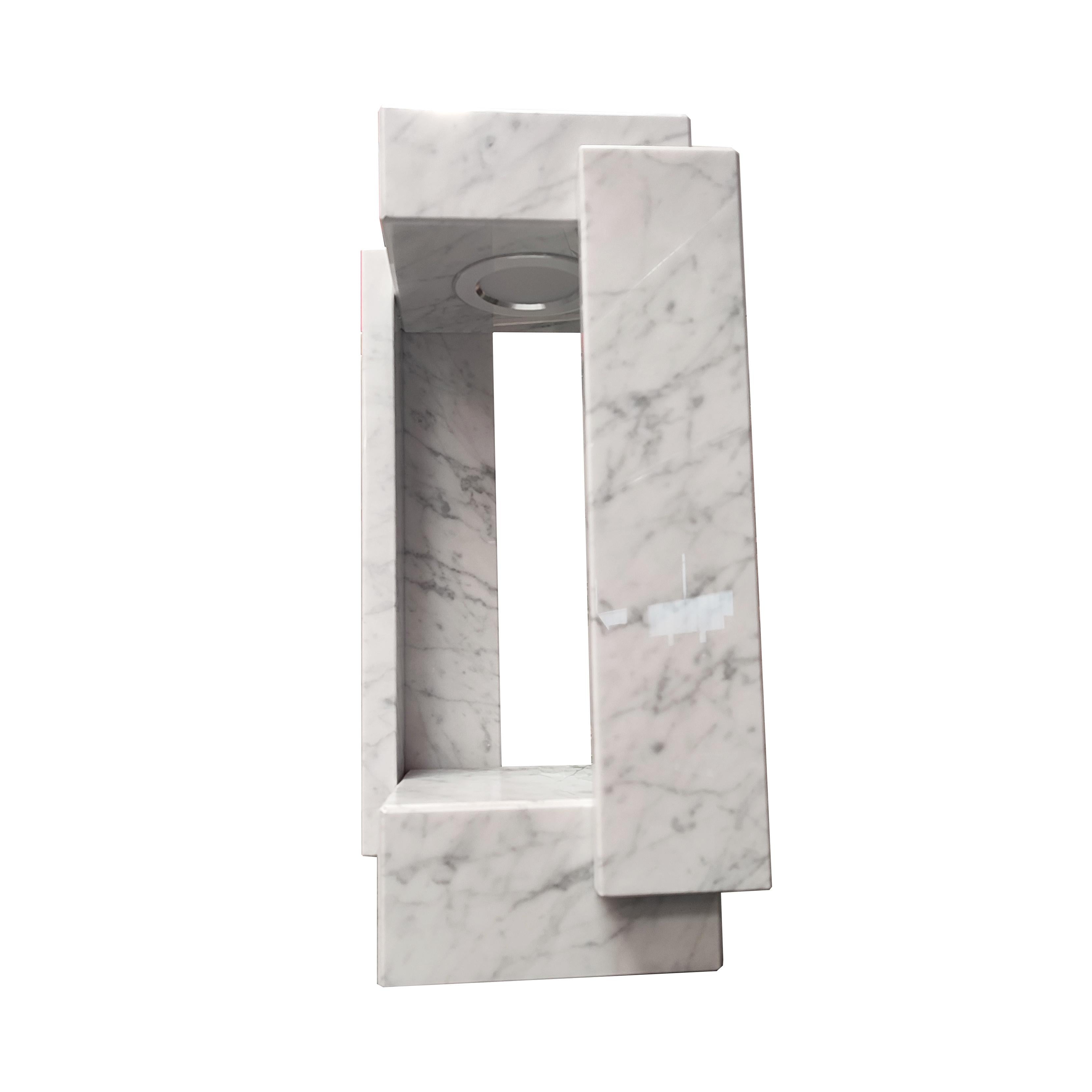 Hand-Crafted Carrara Marble Lamp Luxury Italian Marble Crafted in Spain Collectible Design For Sale